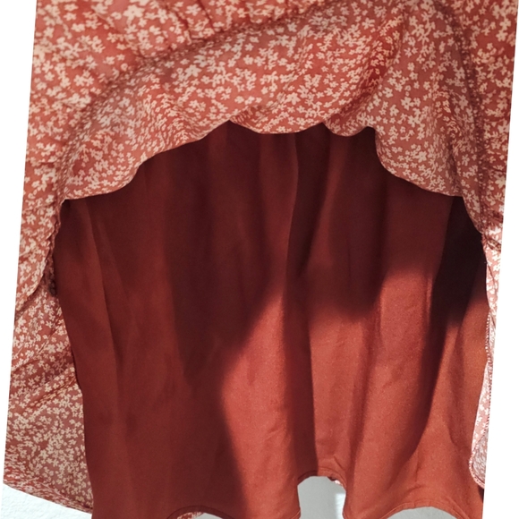 Anthropolgie PINCH Rust Ruffled Floral Mini Dress - Picture 8 of 8